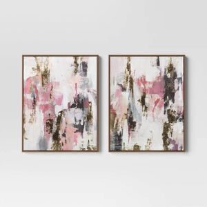 Set of 2 Abstract Foil Canvas Framed Art 16x20 – Threshold™ Wall Decor